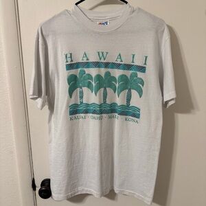Hanes White and Teal Hawaii Graphic Tee